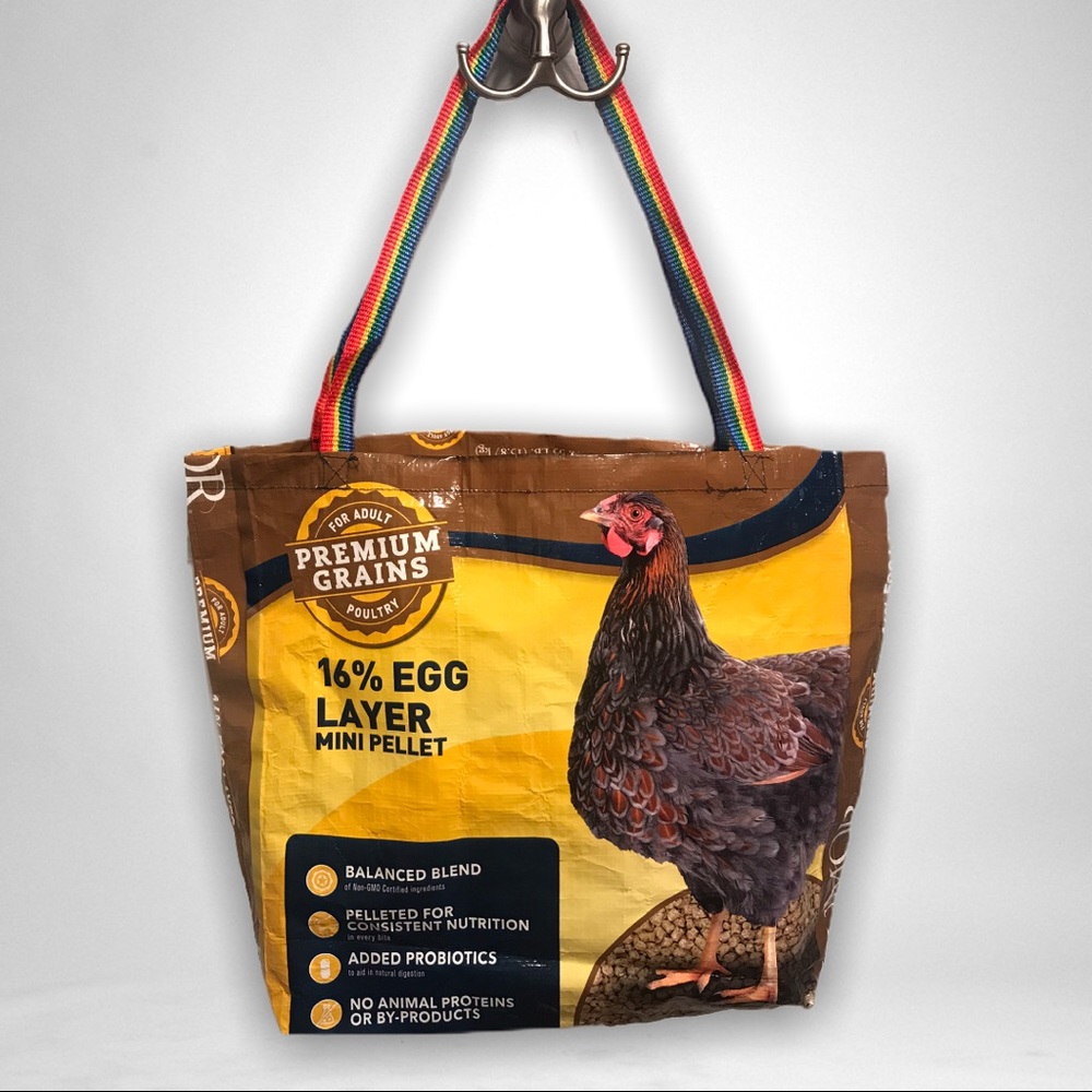 Upcycled Chicken Feed Bag Reusable Shopping Tote - Picture 2 of 4